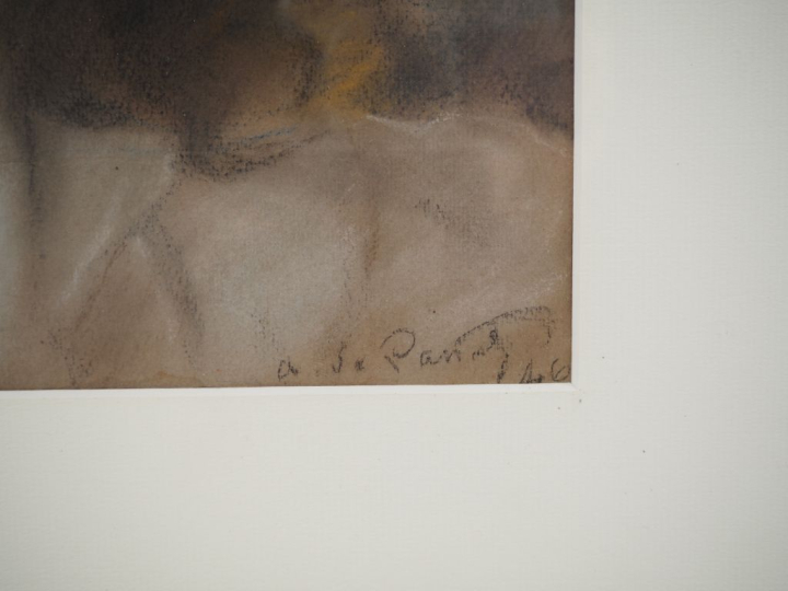 A. DE PANAT. "Portrait de jeune fille brune" Pastel signé en bas à dro