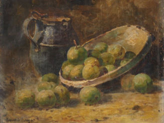 Vente aux enchères PASQUIER DE MURON.  "nature morte" Huile sur toile, signée en bas à ga