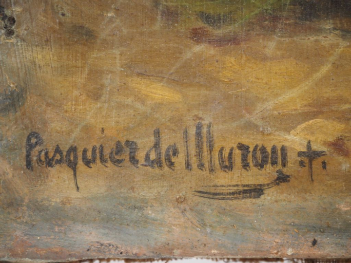 PASQUIER DE MURON.  "nature morte" Huile sur toile, signée en bas à ga