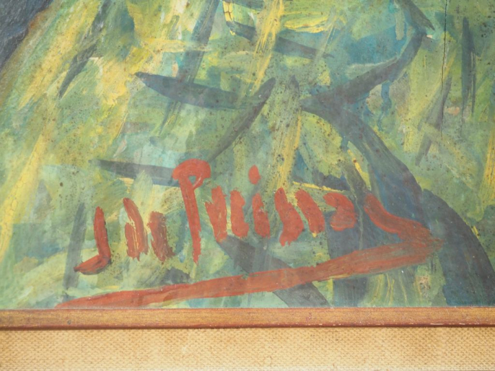 J. DE PREISSAC. "le clown"  Huile sur panneau, signée en bas à gauche.