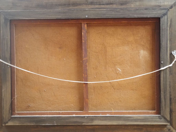 A. PRIVAT.  "Le port breton"  Huile sur toile, signée en bas à gauche.