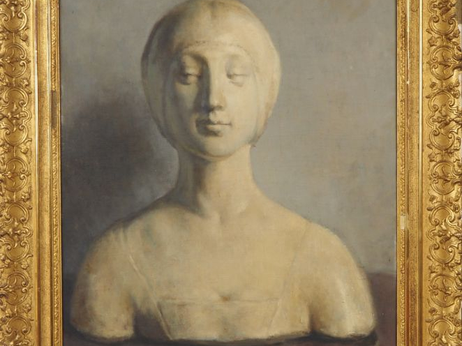 Eugène REGAGNON.  "Portrait d'un buste en platre figurant la Belle Pau