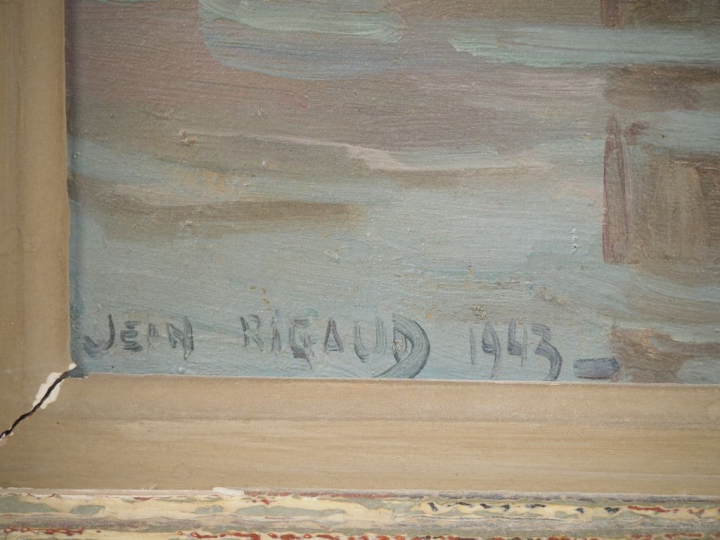 Jean RIGAUD.  "St Etienne de Baigorry" Huile sur toile, signée en bas 