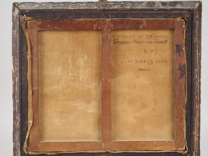 Jean RIGAUD.  "St Etienne de Baigorry" Huile sur toile, signée en bas 