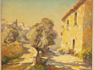 Vente aux enchères Marius H. ROBERT.  "la côte d'Azur" Huile sur toile, signée en bas à d