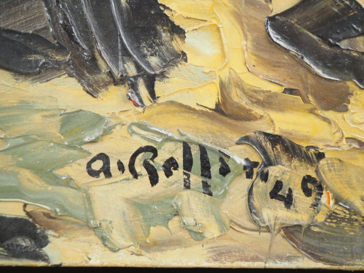 A. ROLLIN.   "Paysage de bord de mer" Huile sur toile, signée en bas à