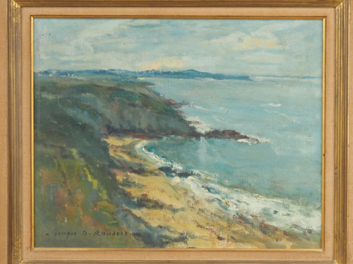 Georges ROUAULT.  "Bord de mer" Huile sur toile, signée en bas à gauch