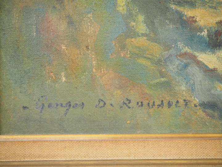 Georges ROUAULT.  "Bord de mer" Huile sur toile, signée en bas à gauch