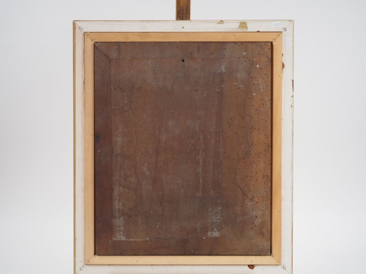 Ernest ROUART. (attribué à). "portrait de chien, l'intelo" Huile sur p