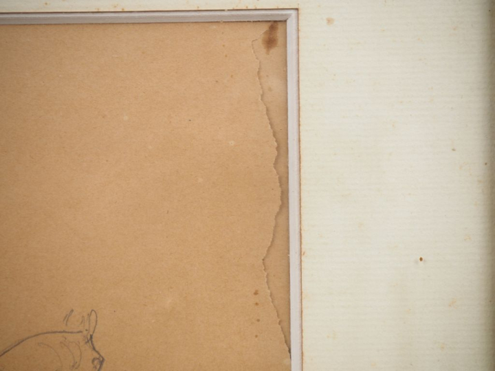 Henri de TOULOUSE-LAUTREC. "Etude de chevaux". Dessin au crayon double