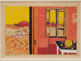 Vente aux enchères A. VIGNOLES.  "Collage et papier découpé" signé en bas à gauche et dat