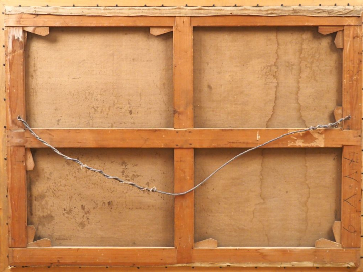 Jenny VILLEBESSEYX. "Grande nature morte" Huile sur toile, signée en b