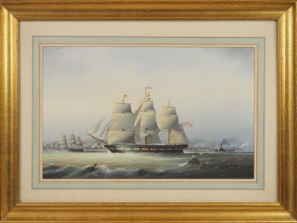 Vente aux enchères Ecole anglaise XIXème. "marine" Gouache  Dim. À vue 35,5 x 56,5 cm