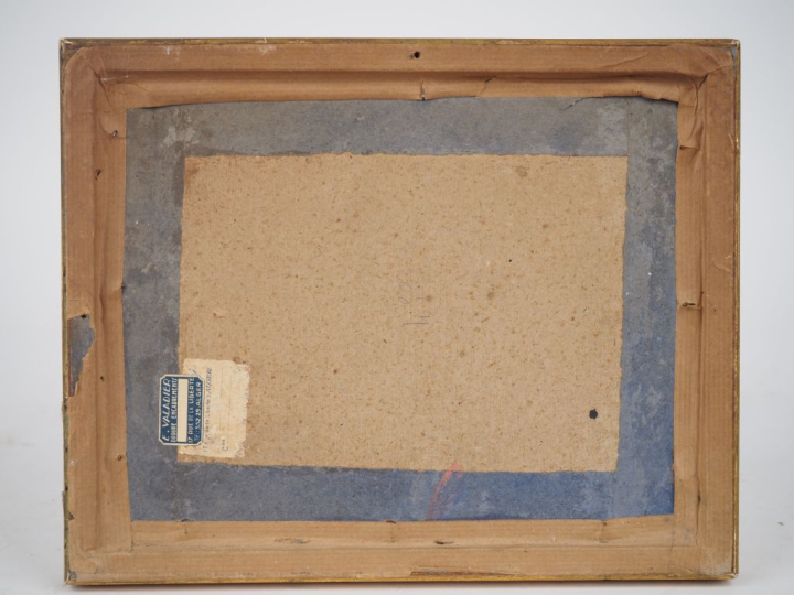 Ecole orientaliste.  "vue animée de Bou Saada" Gouache, signée en bas 