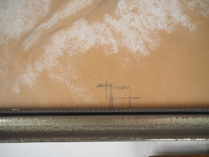 Ecole française XXème. "Jeune femme nue endormie" Dessin signé en bas 