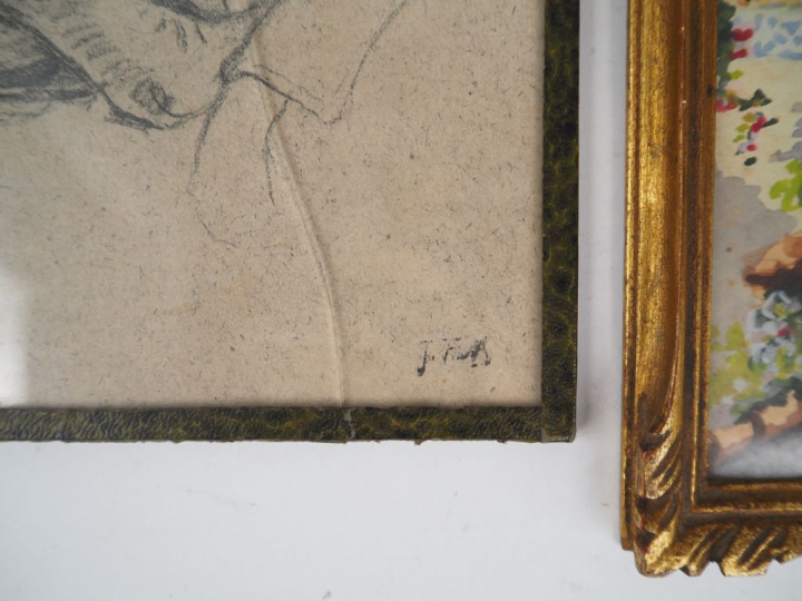 Ecole française XXème. "Jeune femme nue endormie" Dessin signé en bas 