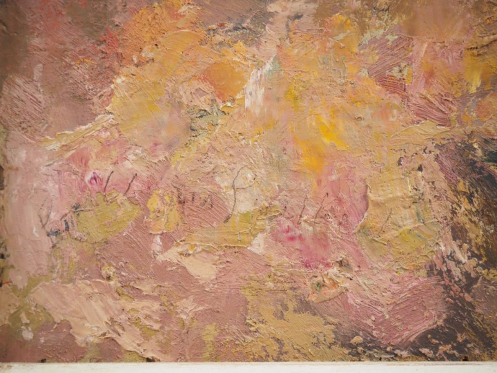 Ecole française XXème. "la jeune violoniste" Huile sur panneau.  Dim. 