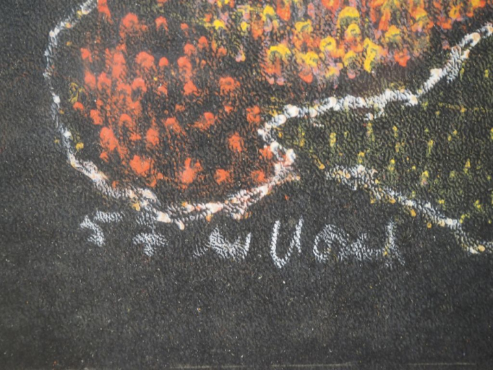 Ecole française XXème.  "Composition abstraite". Huile sur papier, sig