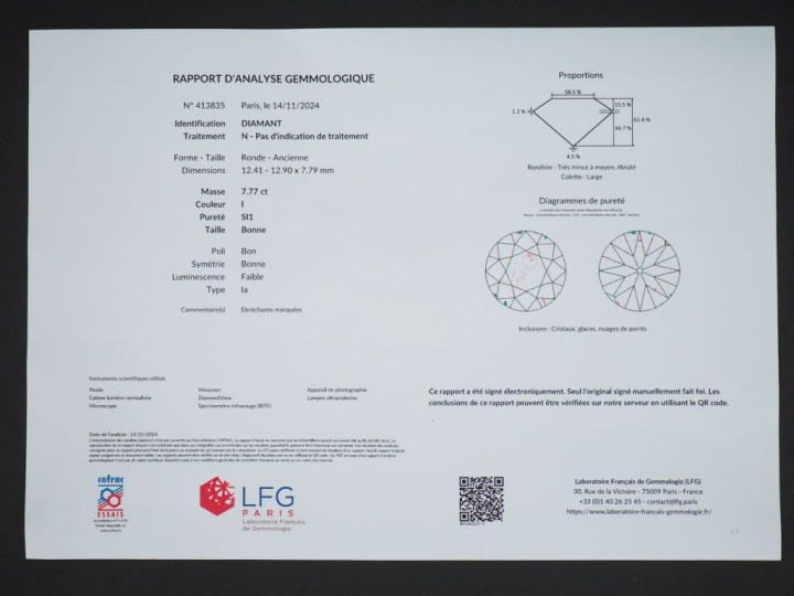 Importante bague dôme de style Art déco en platine, sertie en son cent