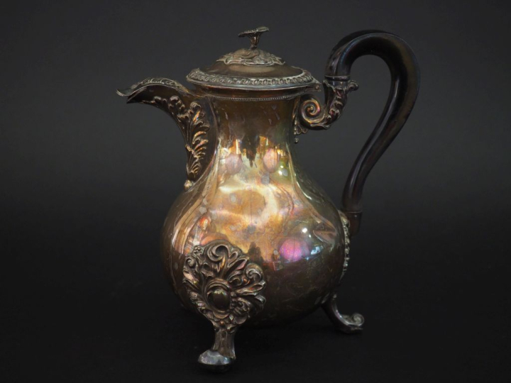 Cafetière tripode de style Louis XV en argent 925, poinçon Minerve, à 