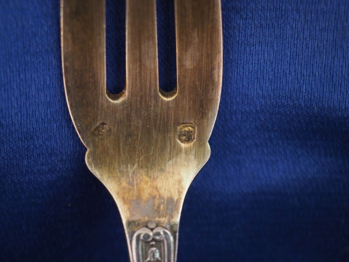 Service à thé de style Louis XVI en argent et vermeil 925, poinçon Min