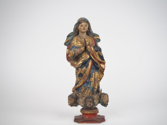 Vente aux enchères Ecole sud américaine XVIIIème.  "Nuestra Senora conception" Sculpture 