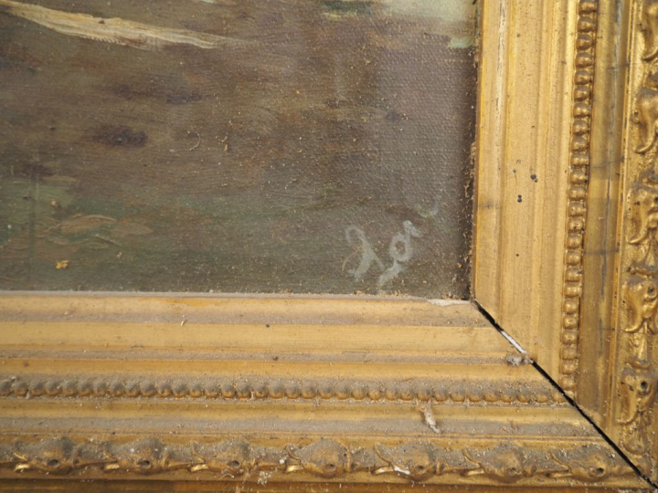 Ecole française XIXème.  "Marine et paysage de bord de mer".  Paire d'