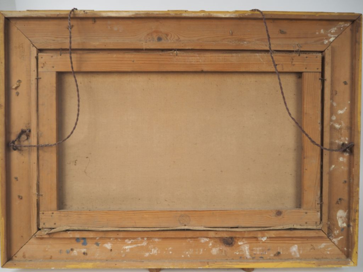 Ecole française XIXème.  "Marine et paysage de bord de mer".  Paire d'