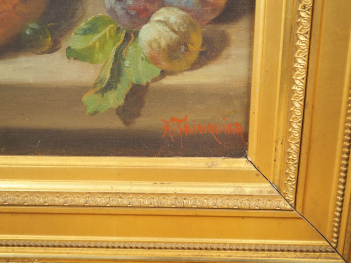 A. TRINQUIER.  "natures mortes" Paire d'huiles sur toile, une signée e