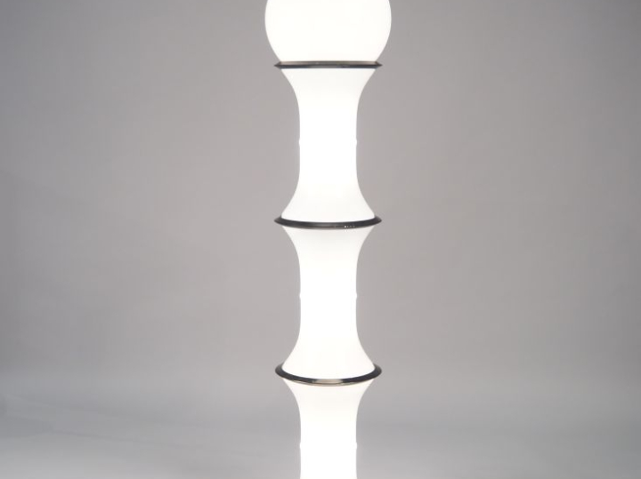 Enrico TRONCONI pour Vistosi.  Lampadaire bambou en verre de Murano.  