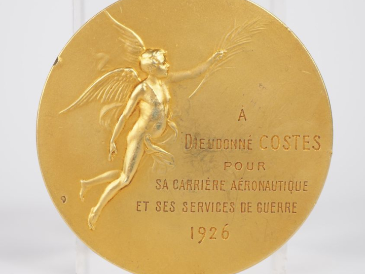R. MARCUS.  Médaille en or "Aéro Club de France à Dieudonné Costes pou