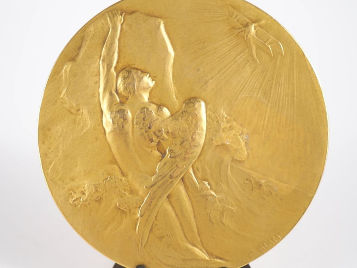 Edouard BLIN. Médaille en bronze doré portant la mention : "D. Costes.