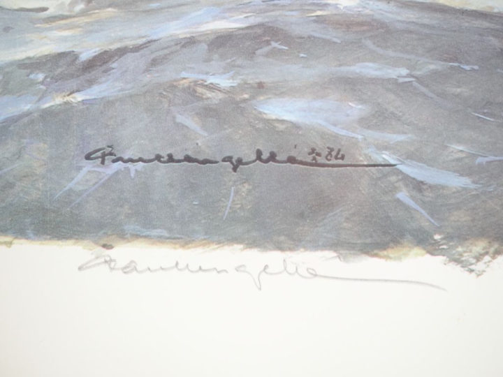 Paul LANGELEE.  "le point d'interrogation en vol"  Lithographie contre