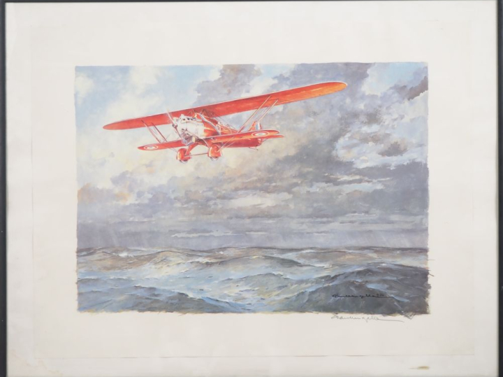 Paul LANGELEE.  "le point d'interrogation en vol"  Lithographie contre