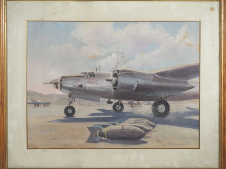 STANDMEYER.  "marodeur B 26" Gouache, signée en bas à droite.  Dim. 40