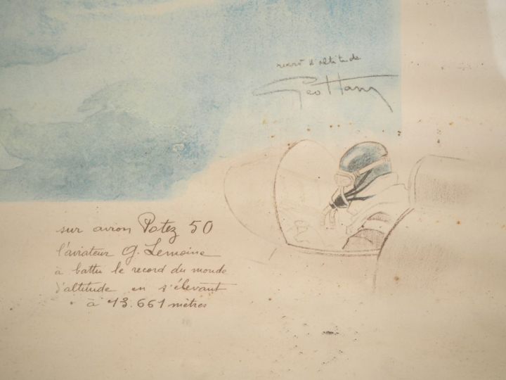 GEO HAM.  "l'avion Potez 50" Lithographie imprimée par Courteau