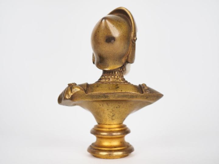 Cachet Napoléon III fin XIXème en bronze et ivoire figurant un buste d