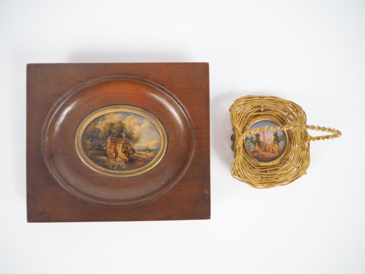 Miniature Napoléon III, "vue de la colonne vendôme", enchâssée dans un