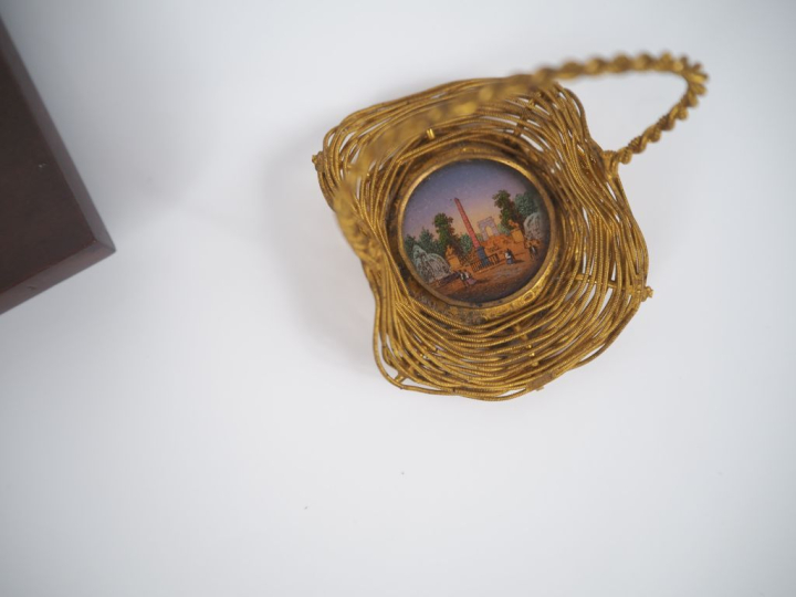 Miniature Napoléon III, "vue de la colonne vendôme", enchâssée dans un