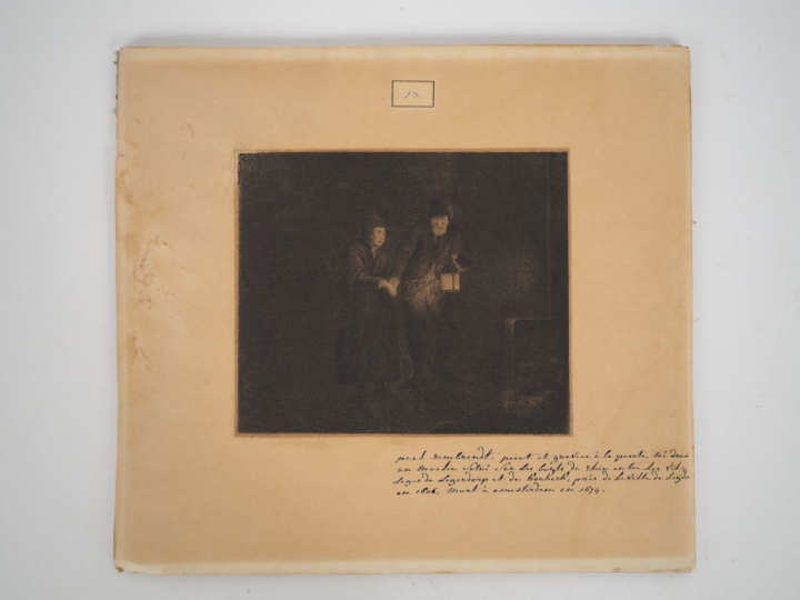 Gravure en noir d'après Rembrandt. Dim. 13 x 15 cm.