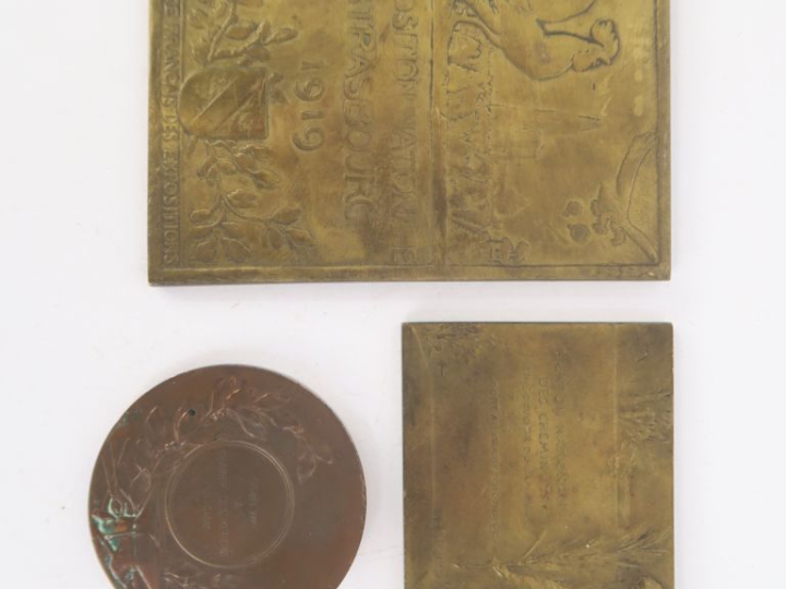 Henri NOCQ. "Gloire au libérateur". Plaque en bronze signée. Dim. 9,5 