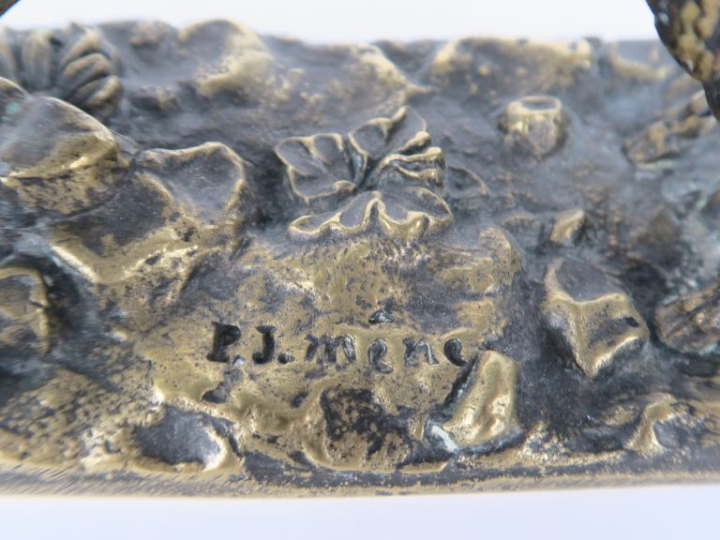 MENE (d'après).  "Bouc" Sujet en bronze. Signé. Dim. 8 x 13 x 6 cm.