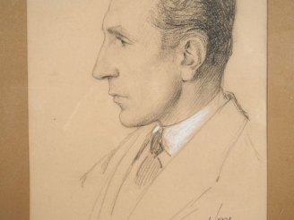Vente aux enchères Raoul FERRE. "Portrait de Maurice Bellonte". Dessin, signé en bas à dr