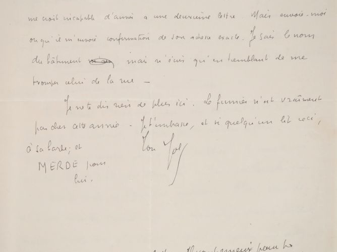 BOUSQUET (Joë). LETTRE AUTOGRAPHE signée adressée à une femme. Une pag