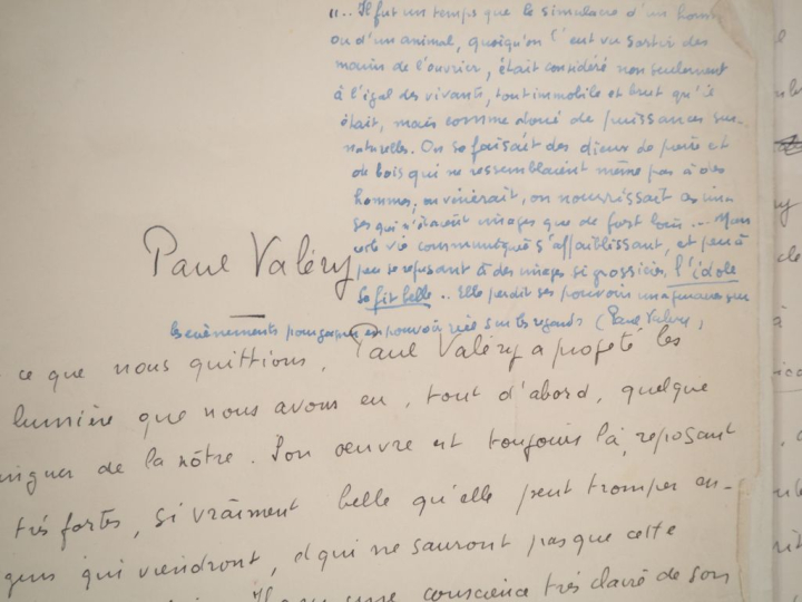 BOUSQUET (Joë). PAUL VALÉRY. 42 ff. (27 X 21 cm) de papier filigrané S