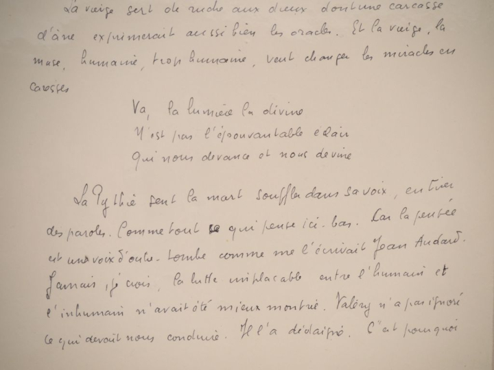 BOUSQUET (Joë). PAUL VALÉRY. 42 ff. (27 X 21 cm) de papier filigrané S