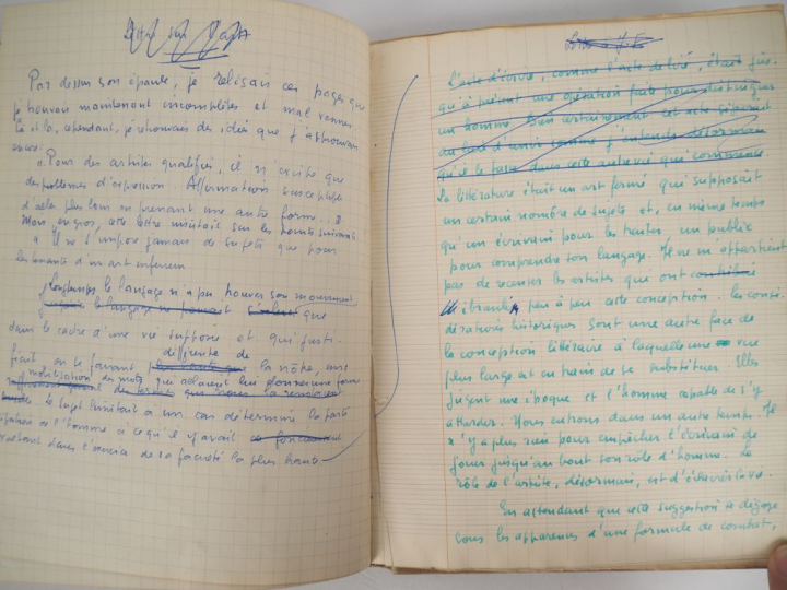 BOUSQUET (Joë). LE PASSEUR S’EST ENDORMI. Cahier in-4 toile gris clair