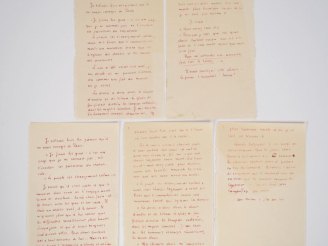 Vente aux enchères BOUSQUET (Joë). FRAGMENTS AUTOGRAPHES. 5 pages sur 5 ff. (210 X 136 mm