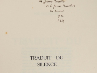 Vente aux enchères BOUSQUET (Joë). TRADUIT DU SILENCE. P., Les Cahiers du Journal des Poè