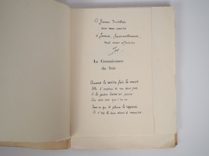 BOUSQUET (Joë). LA CONNAISSANCE DU SOIR. P., Gallimard, 1947. Grand in